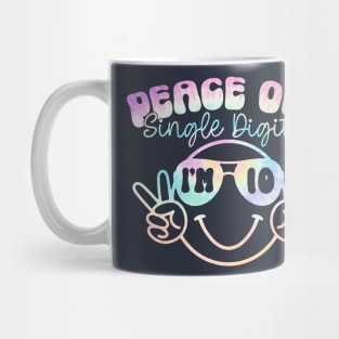 Peace Out Single Digits I'm 10 Pastel Tie Dye Shirt Birthday Girl Mug